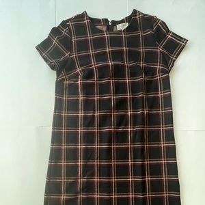 Loft Outlet short sleeve plaid sheath dress, size small